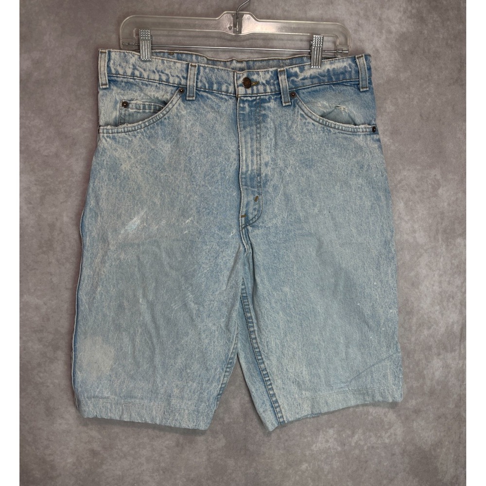 VINTAGE Levis Jean Shorts Mens 34 Blue Distressed Denim Jorts Orange Tab USA 90s